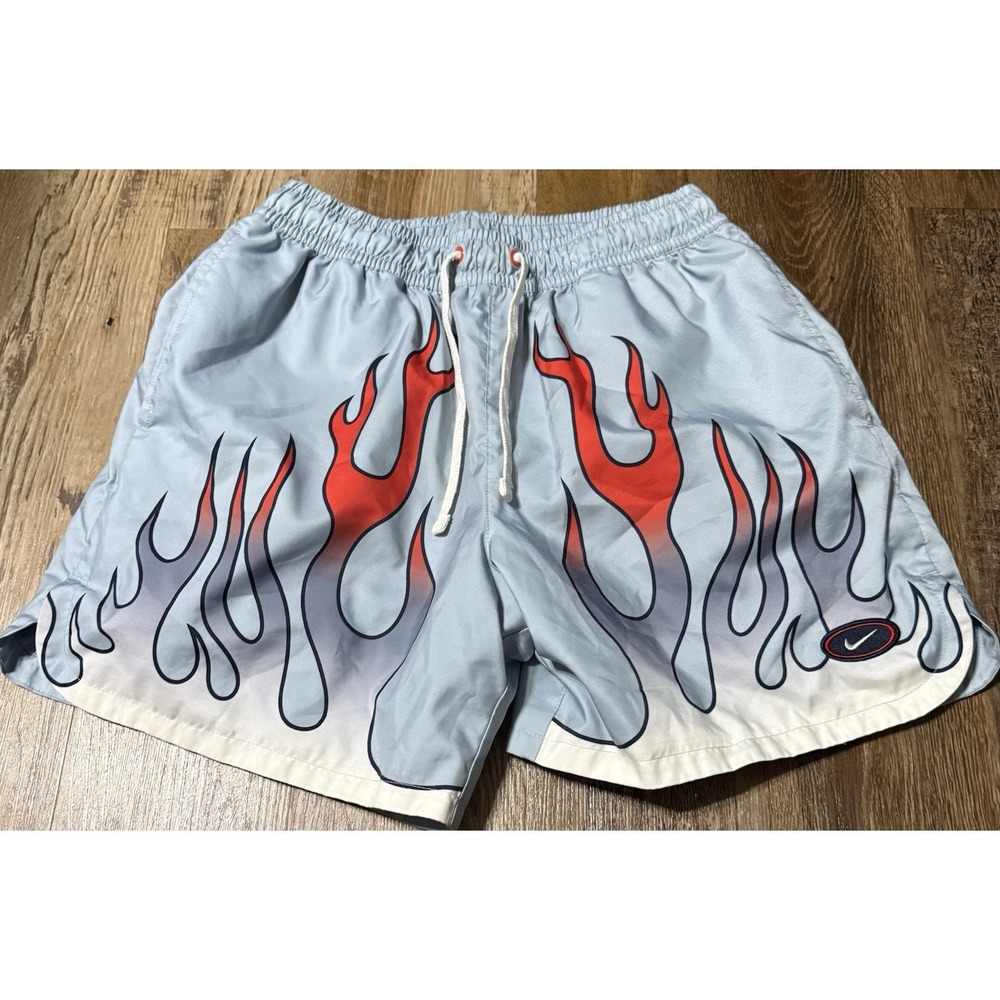 Men's Nike Sportswear Woven Flow Americana Flame Shorts DV9628-425 Size M Blue